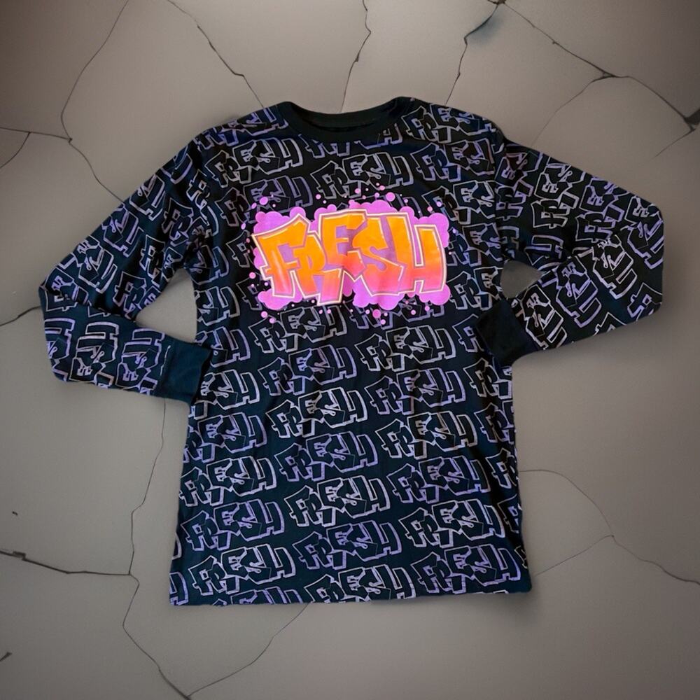 Baileys Hustle Fresh Graphic Tee Streetwear Punk Urban Hype Long Sleeve Sz M
